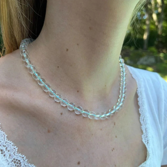 Crystal Quartz Bead Necklace Gold-Filled Clasp - Picture 2 of 8